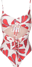 ADRIANA DEGREAS Heart Cut-Out Frilled Swimsuit