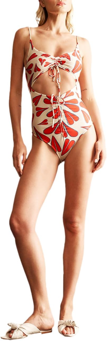 ADRIANA DEGREAS Heart Cut-Out Frilled Swimsuit