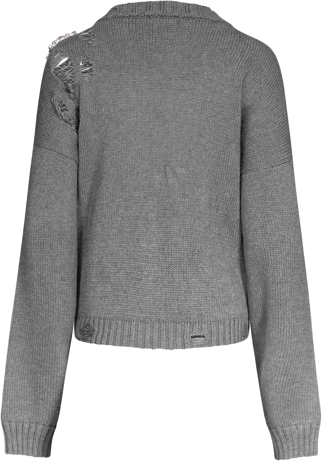 AREA Distressed Crystal Cardigan