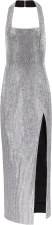 AREA Crystal Embellished Halter Slit Gown