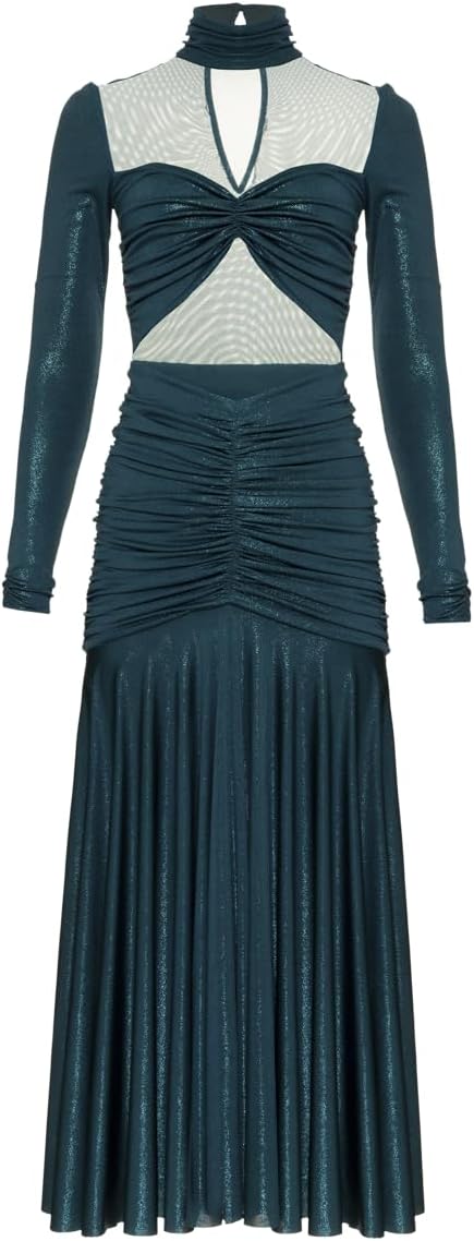 PatBO Metallic Jersey And Tulle Midi Dress