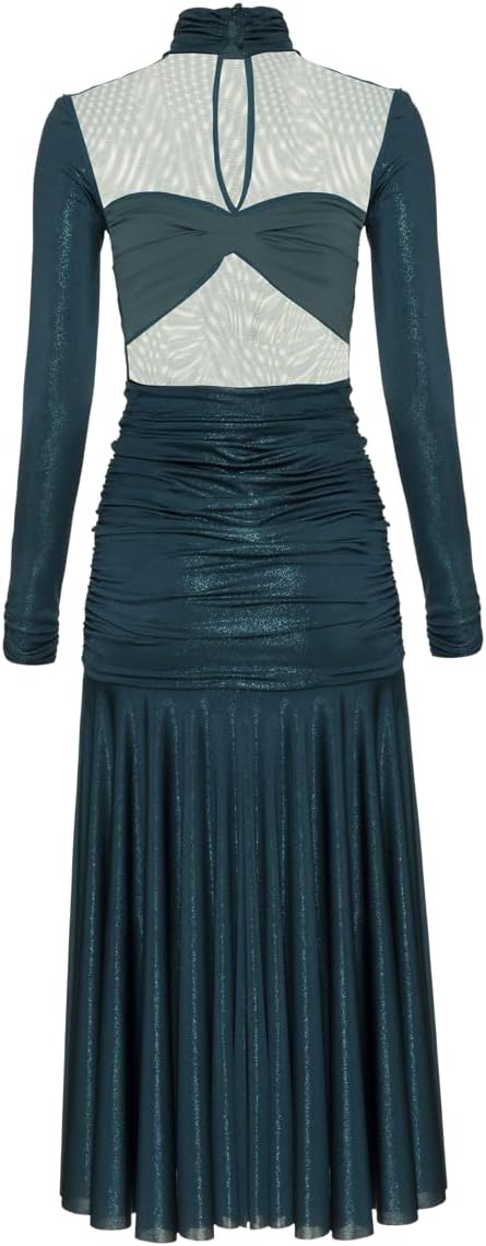 PatBO Metallic Jersey And Tulle Midi Dress