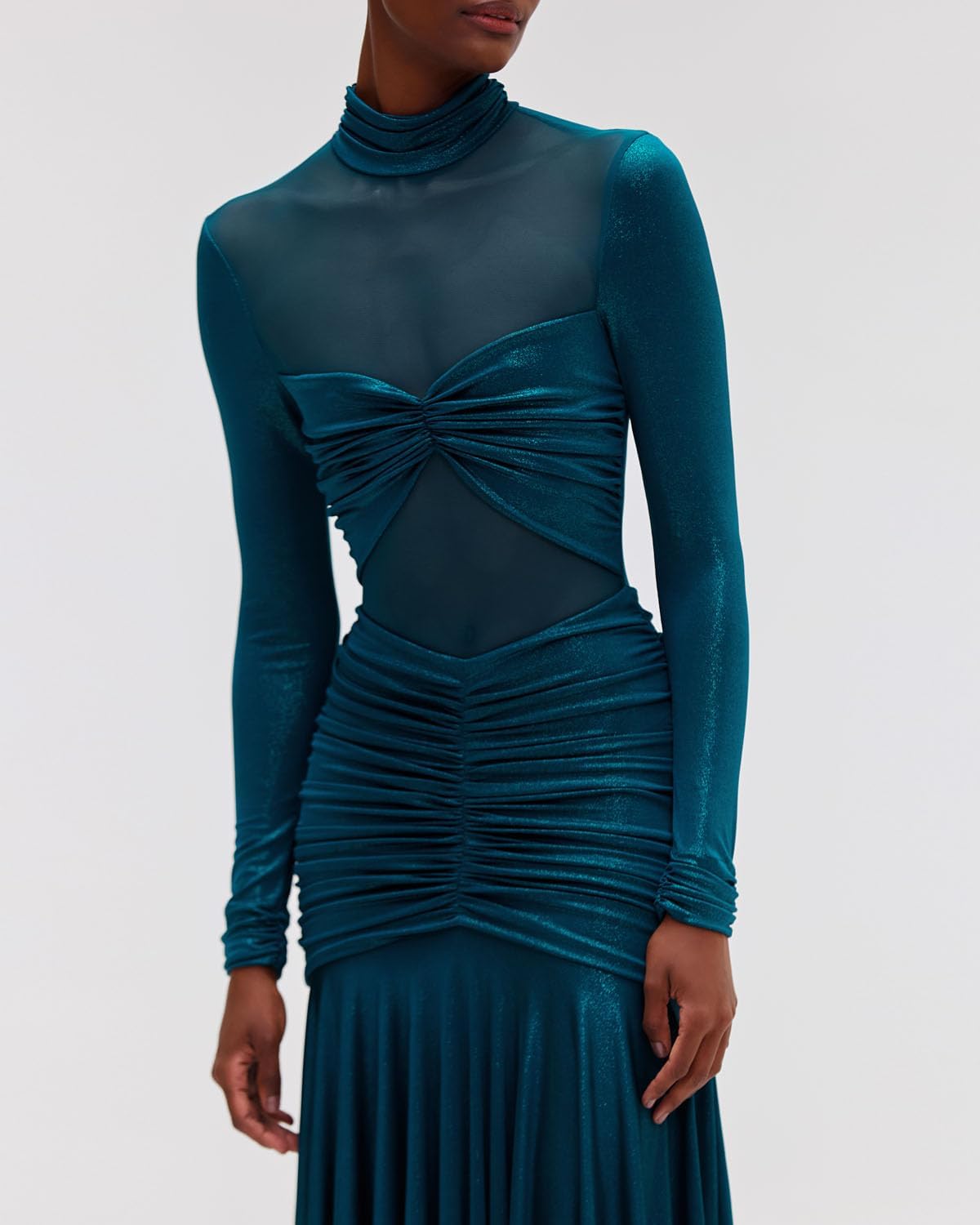 PatBO Metallic Jersey And Tulle Midi Dress