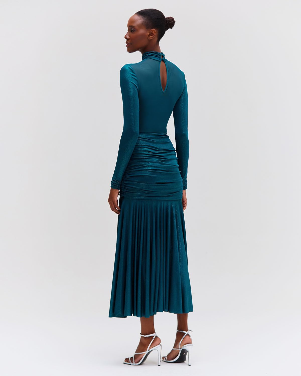 PatBO Metallic Jersey And Tulle Midi Dress