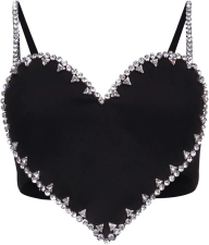 AREA Crystal Trim Heart Top