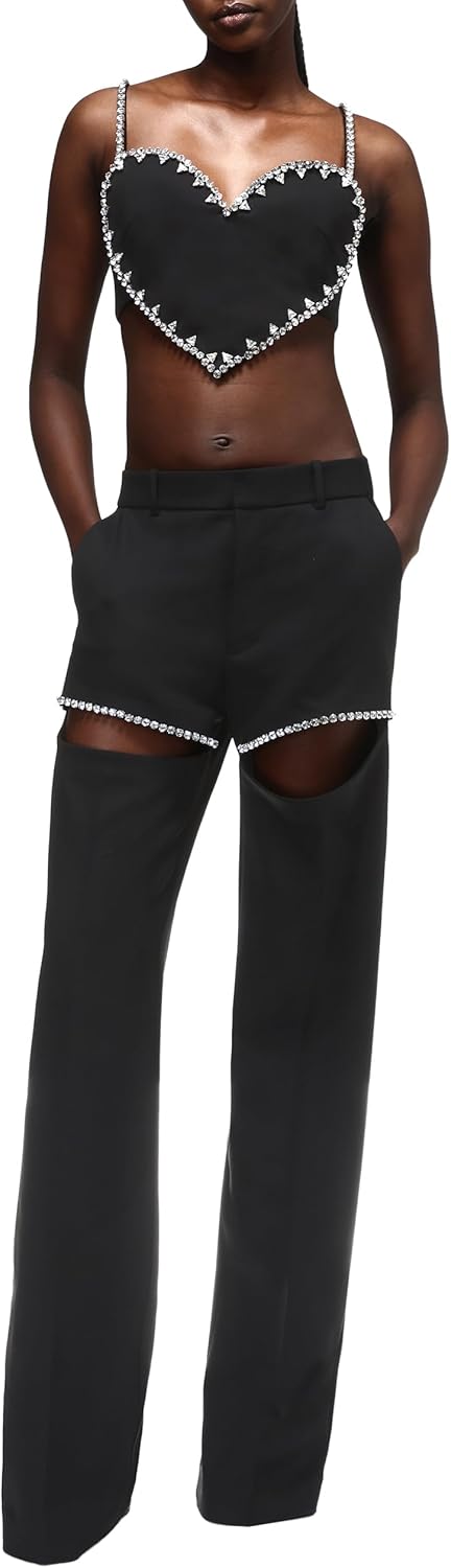 AREA Crystal Trim Heart Top
