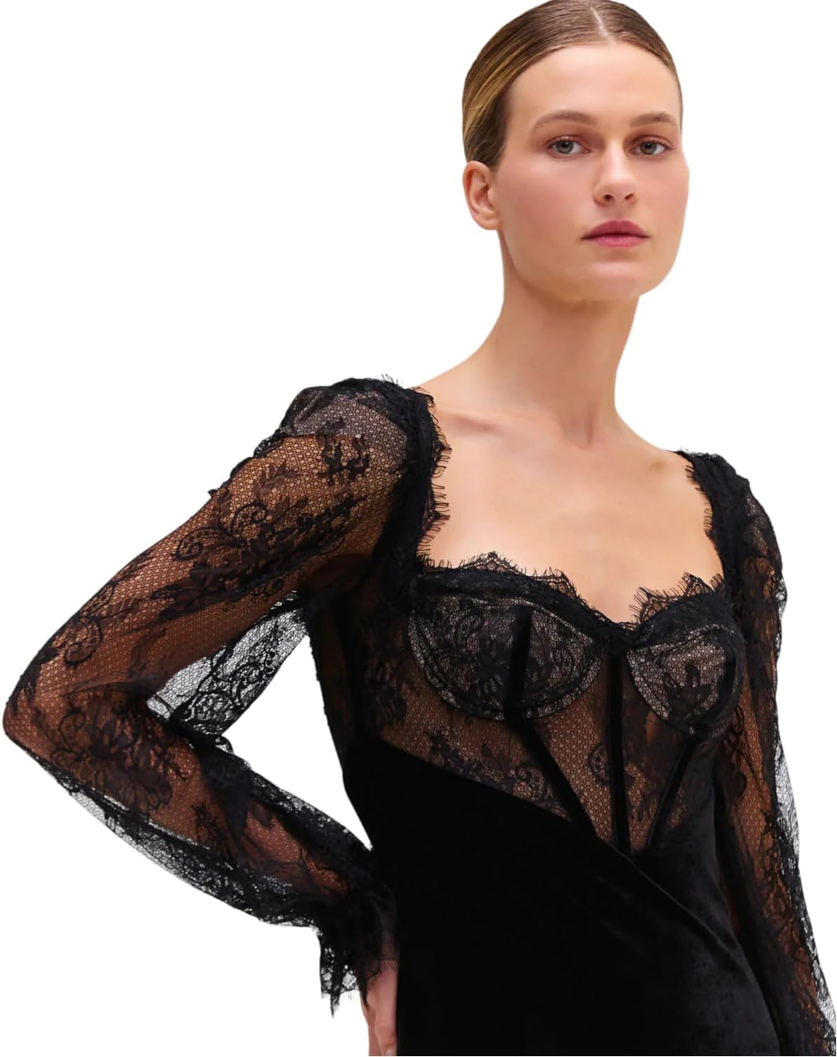 PatBO Lace and Velvet Mini Dress