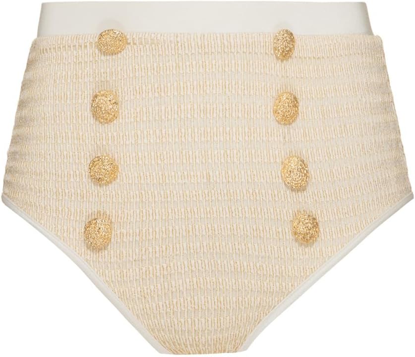 PatBO Metallic High Waist Bikini Bottom