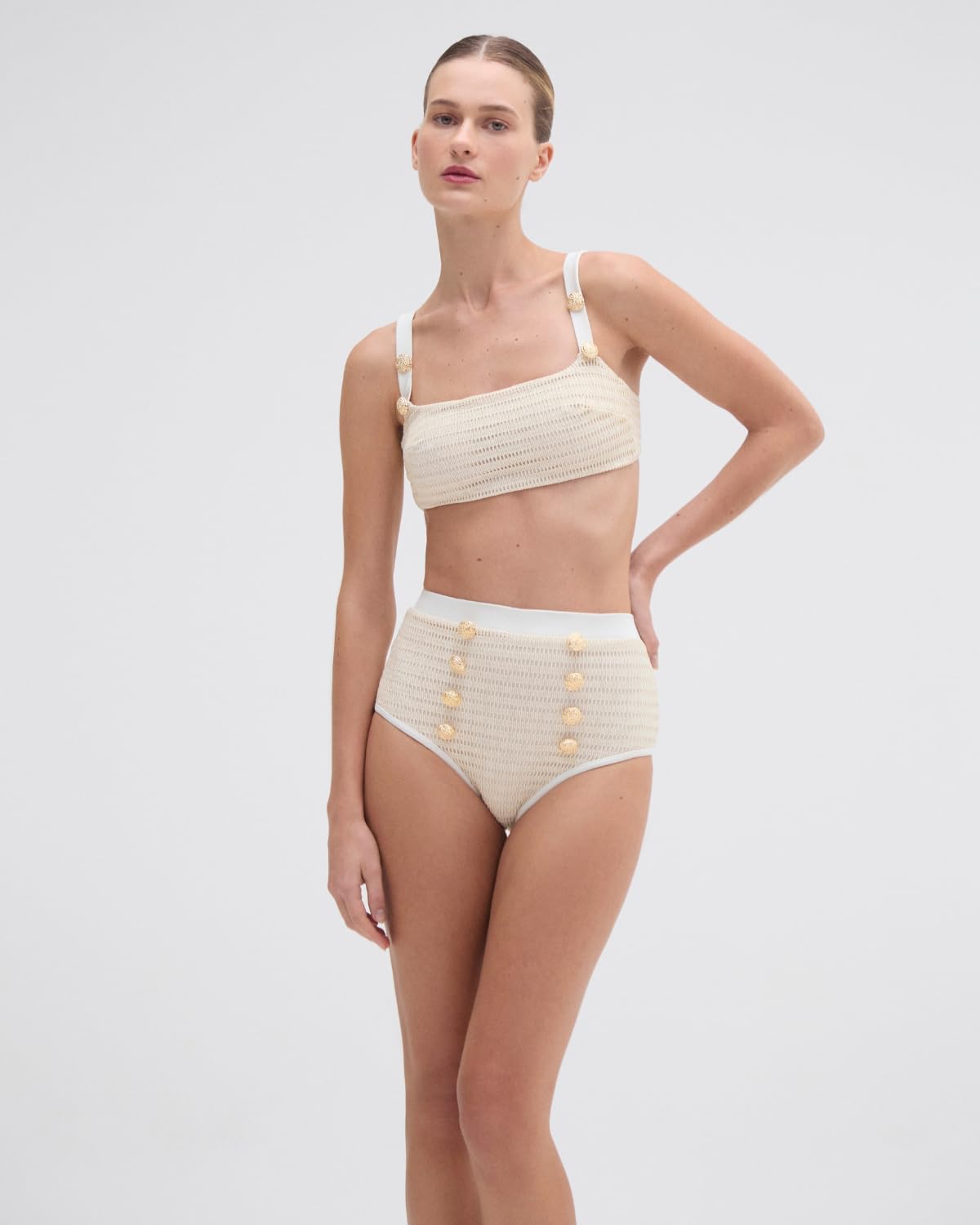 PatBO Metallic High Waist Bikini Bottom