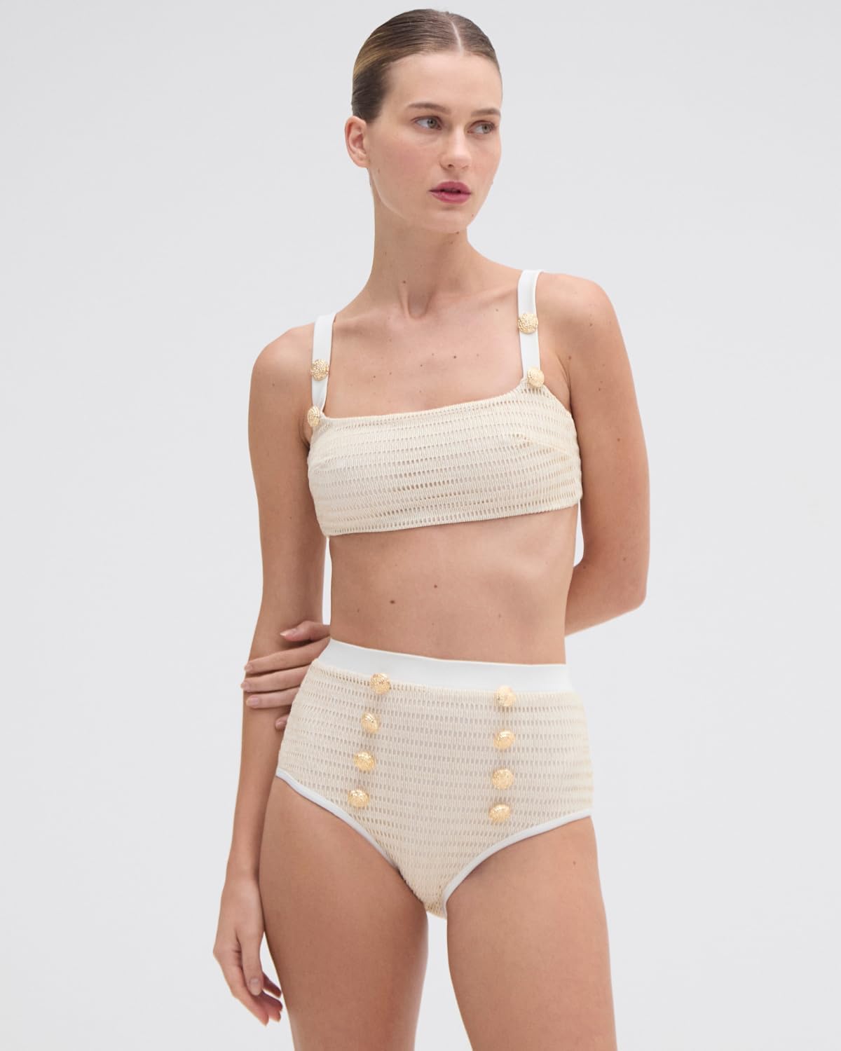 PatBO Metallic High Waist Bikini Bottom