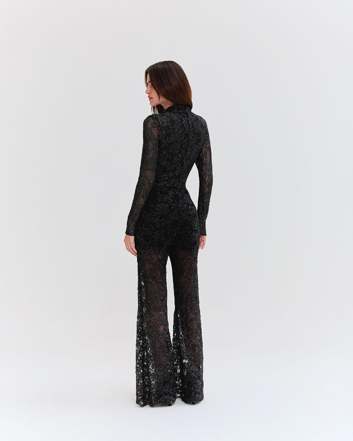 PatBO Metallic Lace Flare Pant