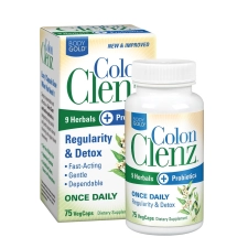 BodyGold Colon Clenz Regularity and Detox Support Formula with 9 Herbs and Probiotics 75 CT