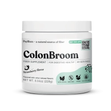 ColonBroom Psyllium Husk Powder Colon Cleanser Fiber Supplement Strawberry Flavor 40 Servings for Digestive Health