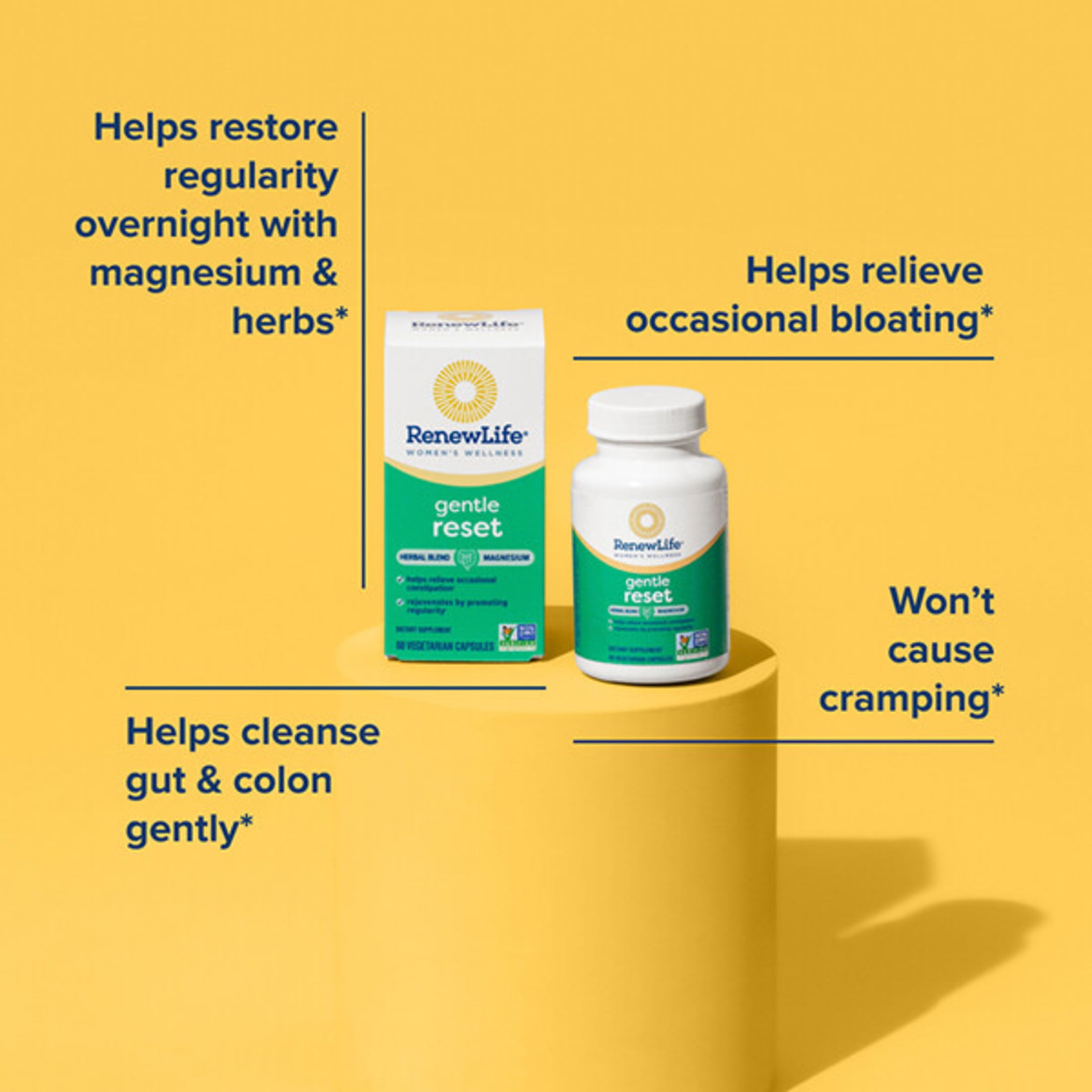 Renew Life Gentle Reset Herbal Blend Magnesium Capsules 30 Count
