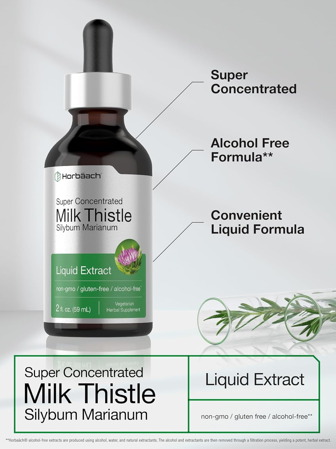 Horbaach Milk Thistle Extract 2 oz Vegetarian Alcohol