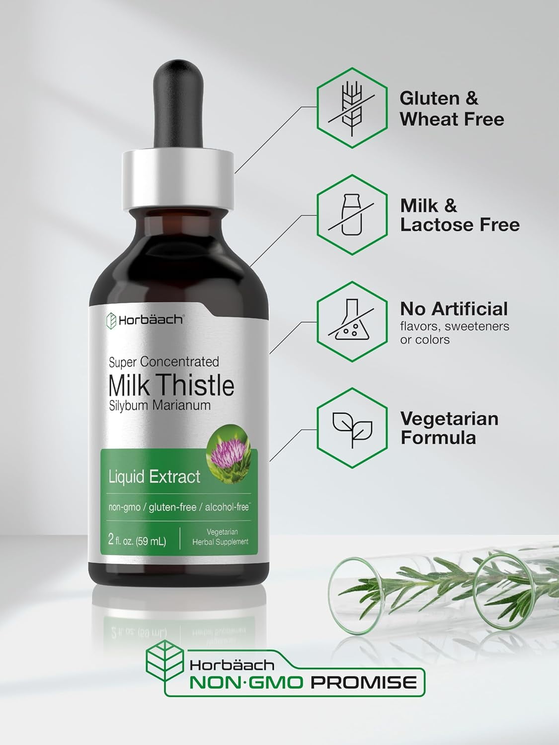 Horbaach Milk Thistle Extract 2 oz Vegetarian Alcohol