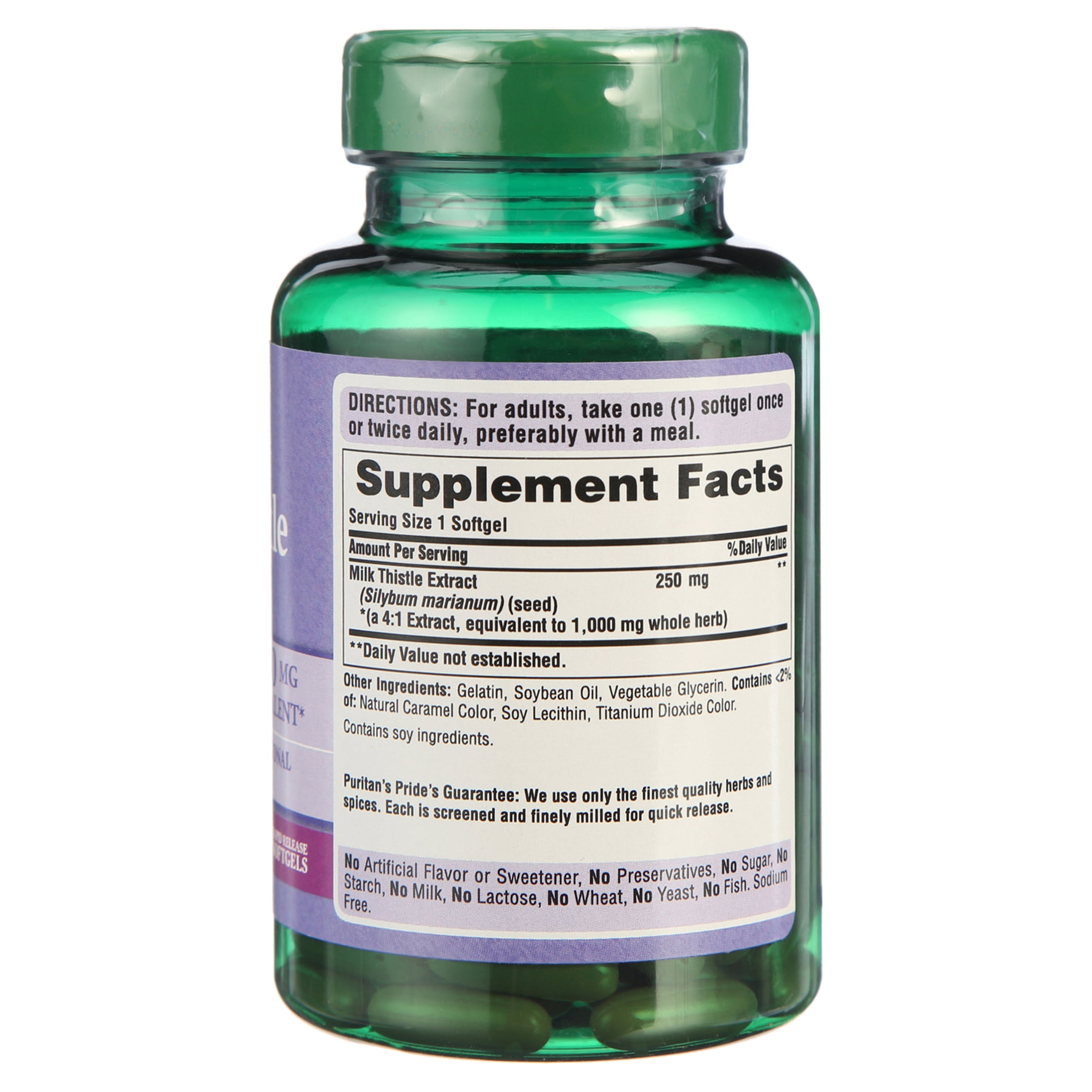 Puritan's Pride Milk Thistle 4:1 Extract 1000mg Softgels 180ct (360 Total)