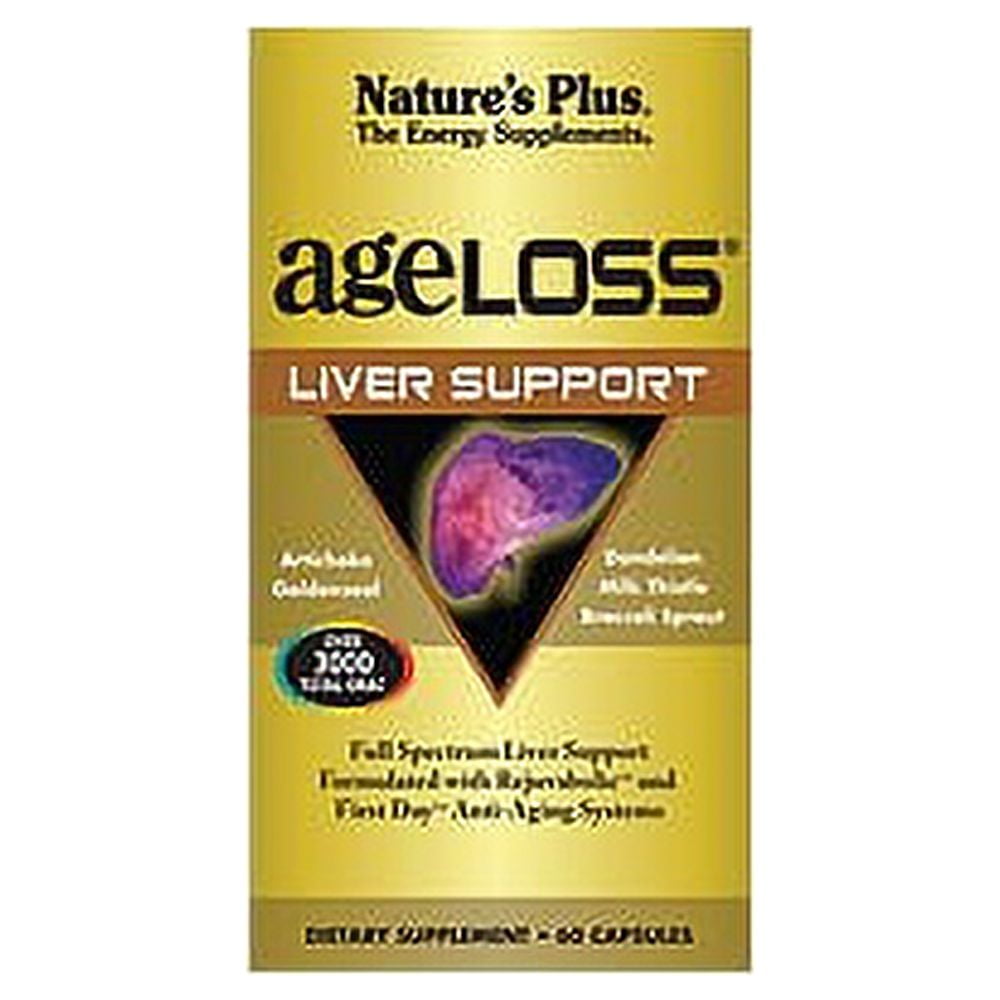 NATURE'S PLUS AGELOSS LIVER SUPPORT 90 VEGCAP - HERBAL LIVER HEALTH BOOSTER - 90 CAPSULES