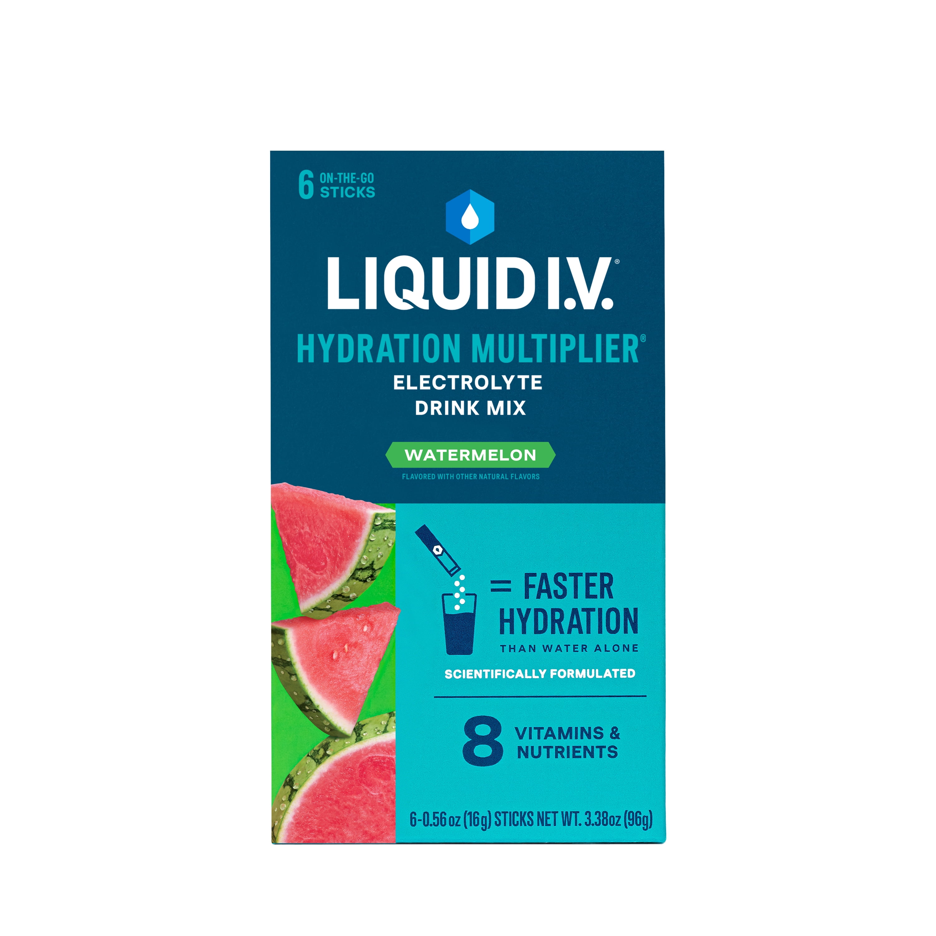 Liquid I.V. Watermelon Hydration Multiplier Powdered Electrolyte Drink Mix 6 Count Packets