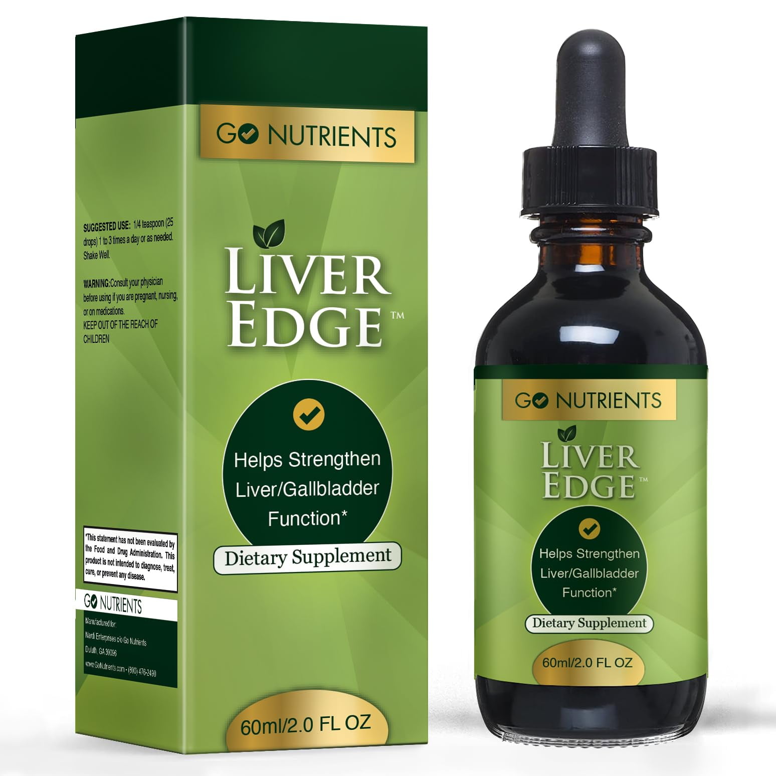 GO NUTRIENTS LIVEREDGE LIQUID DROPS WITH MILK THISTLE SUPPLEMENT - SUPPORTS LIVER HEALTH - 2 OZ
