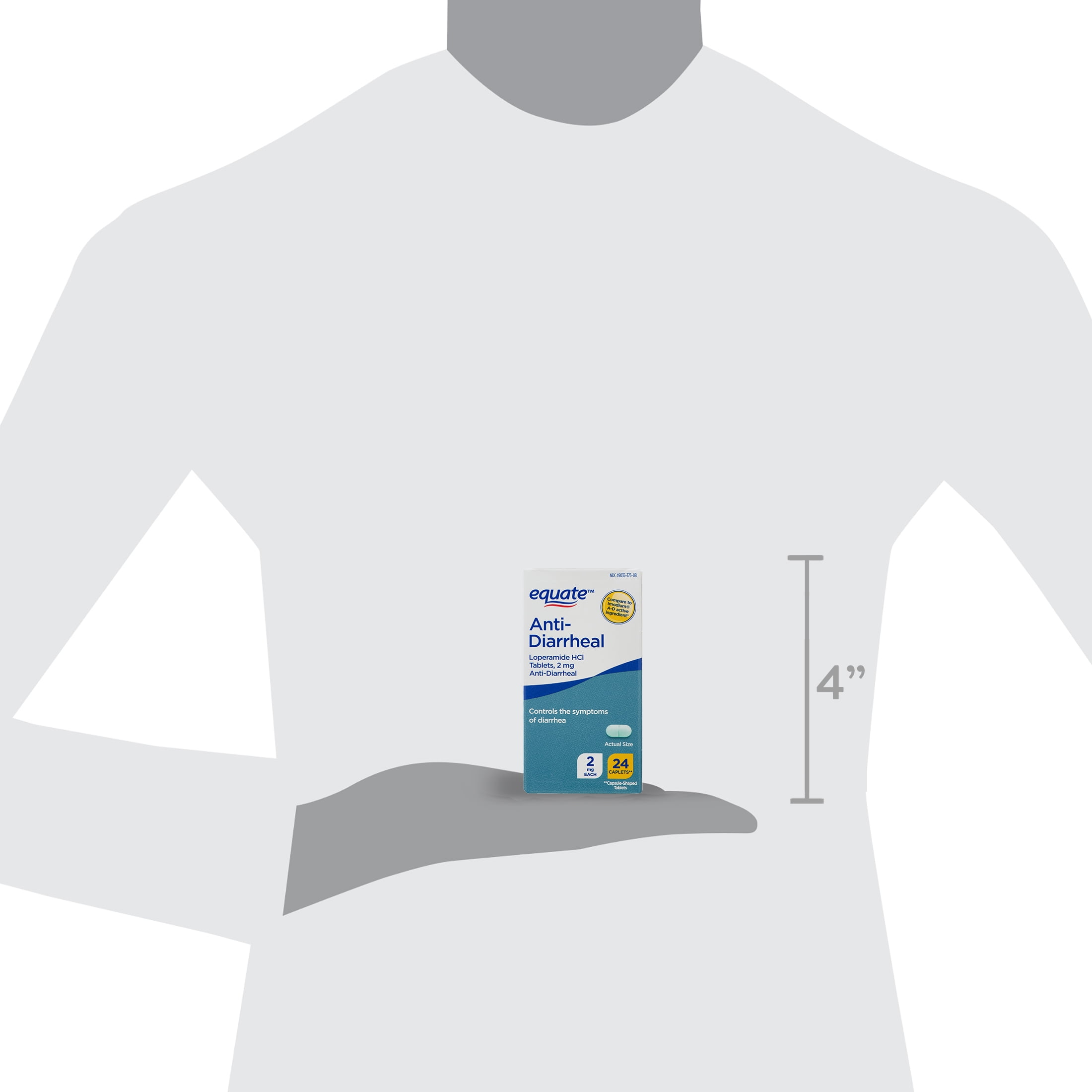 Equate Loperamide Tablets 2 mg 24 Count for Diarrhea Treatment