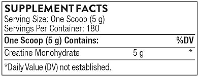 THORNE Creatine Monohydrate Amino Acid Powder Muscle Energy Cognitive Function Gluten-Free Keto NSF Certified Sport 32 Oz 180 Servings