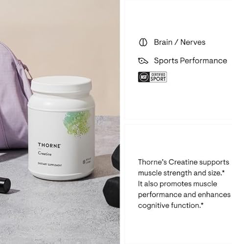 THORNE Creatine Monohydrate Amino Acid Powder Muscle Energy Cognitive Function Gluten-Free Keto NSF Certified Sport 32 Oz 180 Servings