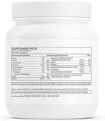 THORNE RECOVERYPRO WHEY PROTEIN MUSCLE RECOVERY SUPPLEMENT FOR NUTRITION WORKOUT PERFORMANCE SLEEP NSF CERTIFIED SPORT 12 SERVINGS 16.7 OZ