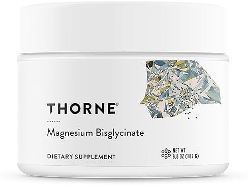 Thorne Magnesium Bisglycinate Powder for Restful Sleep Muscle Relaxation Heart Health Metabolism NSF Certified Gluten-Free 6.5 Oz 60 Servings