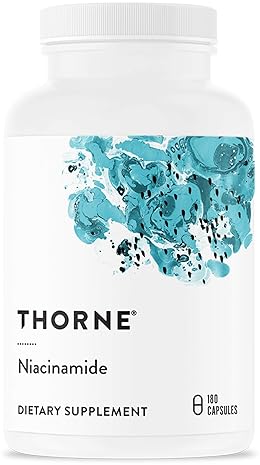 THORNE Niacinamide 500mg Niacin Non-Flushing Vitamin B3 Joint Skin Health Restful Sleep Gluten-Free 180 Capsules