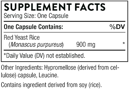 THORNE CHOLEAST 900MG RED YEAST RICE EXTRACT GLUTEN FREE SUPPLEMENT SUPPORTS HEALTHY CHOLESTEROL LEVELS HEART BLOOD PRESSURE 120 CAPSULES