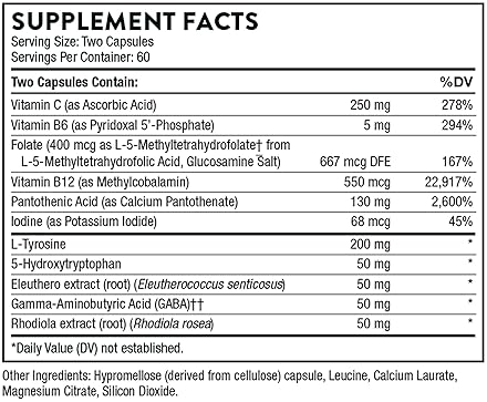 THORNE Emotion Balance Support Botanical Supplement for Positivity and Stress Management 120 Capsules