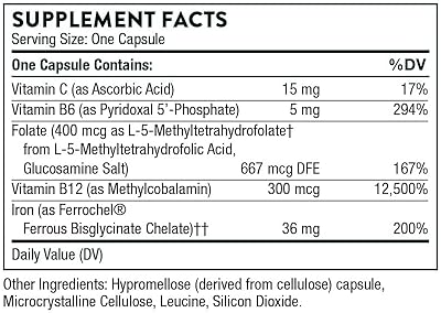 THORNE Ferrasorb 36mg Iron Essential Nutrients Blood Support Formula Optimal Absorption Gluten-Free 60 Capsules