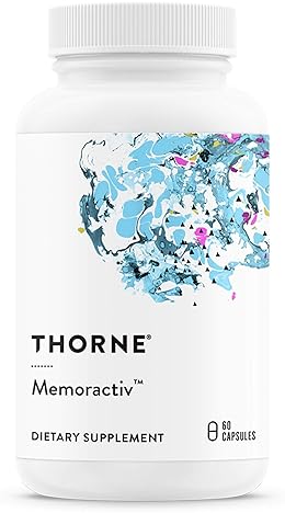 THORNE Memoractiv Nootropic Brain Supplement for Focus Creativity Concentration Ashwagandha Ginkgo Lutemax Bacopa Pterostilbene Gluten-Free Dairy-Free 60 Capsules 30 Servings