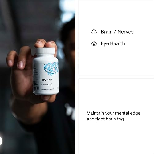 THORNE Memoractiv Nootropic Brain Supplement for Focus Creativity Concentration Ashwagandha Ginkgo Lutemax Bacopa Pterostilbene Gluten-Free Dairy-Free 60 Capsules 30 Servings