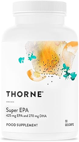 THORNE SUPER EPA OMEGA-3 FATTY ACIDS SUPPLEMENT BRAIN CARDIOVASCULAR JOINTS SKIN GLUTEN DAIRY SOY-FREE 90 GELCAPS