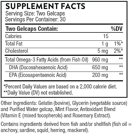 THORNE PRENATAL DHA 650MG EPA SUPPORTS BABY BRAIN NERVOUS SYSTEM DEVELOPMENT PREGNANCY NURSING 60 CAPSULES