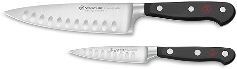 Wusthof Classic Hollow Edge 2 Piece Chefs Knife Set Black 6 inch and 3.5 inch