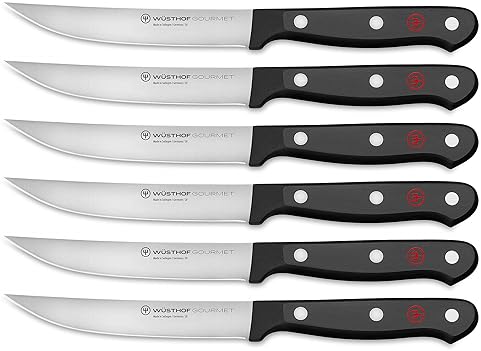 WÜSTHOF Gourmet 6 Piece Steak Knife Set Black