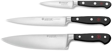 WUSTHOF Classic 3 Piece Chefs Knife Set Black Color