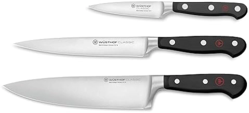 WUSTHOF Classic 3 Piece Chefs Knife Set Black Color
