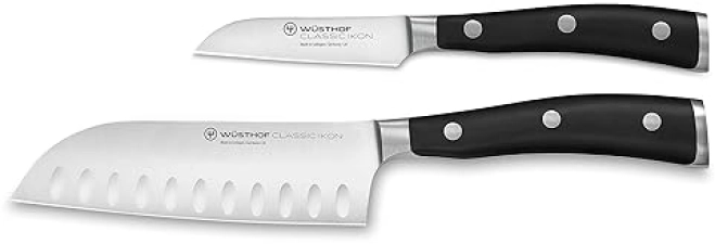 Wusthof Classic IKON 2 Piece Mini Asian Chefs Knife Set Black