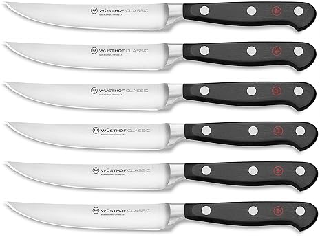 WUSTHOF Classic 6 Piece Steak Knife Set Black Finish