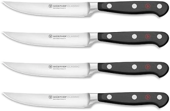 Wusthof Classic 4 Piece Steak Knife Set Black Color