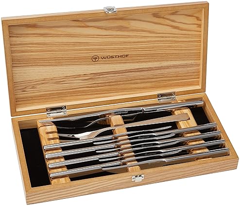 Wusthof 10 Piece Stainless Steak Carving Knife Set Olivewood