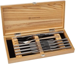 Wusthof 10 Piece Stainless Steak Carving Knife Set Olivewood