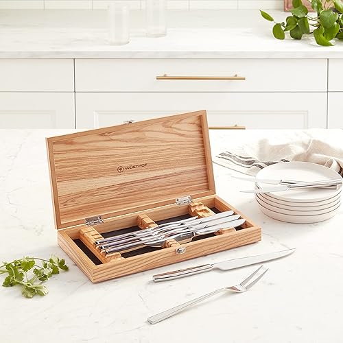 Wusthof 10 Piece Stainless Steak Carving Knife Set Olivewood