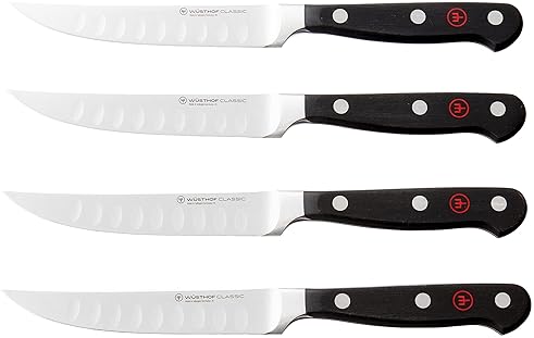 Wusthof Classic 4 Piece Hollow Edge Steak Knife Set for Best Dining Experience