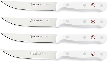 Wusthof 1125460401 Gourmet 4 Piece Steak Knife Set White Handles Black