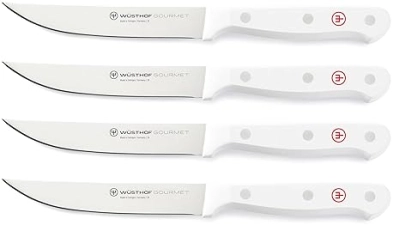 Wusthof 1125460401 Gourmet 4 Piece Steak Knife Set White Handles Black